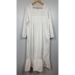 The 1 for U Nightgown Women XL White Cotton Eyelet Lace Long Sleeve Cottagcore